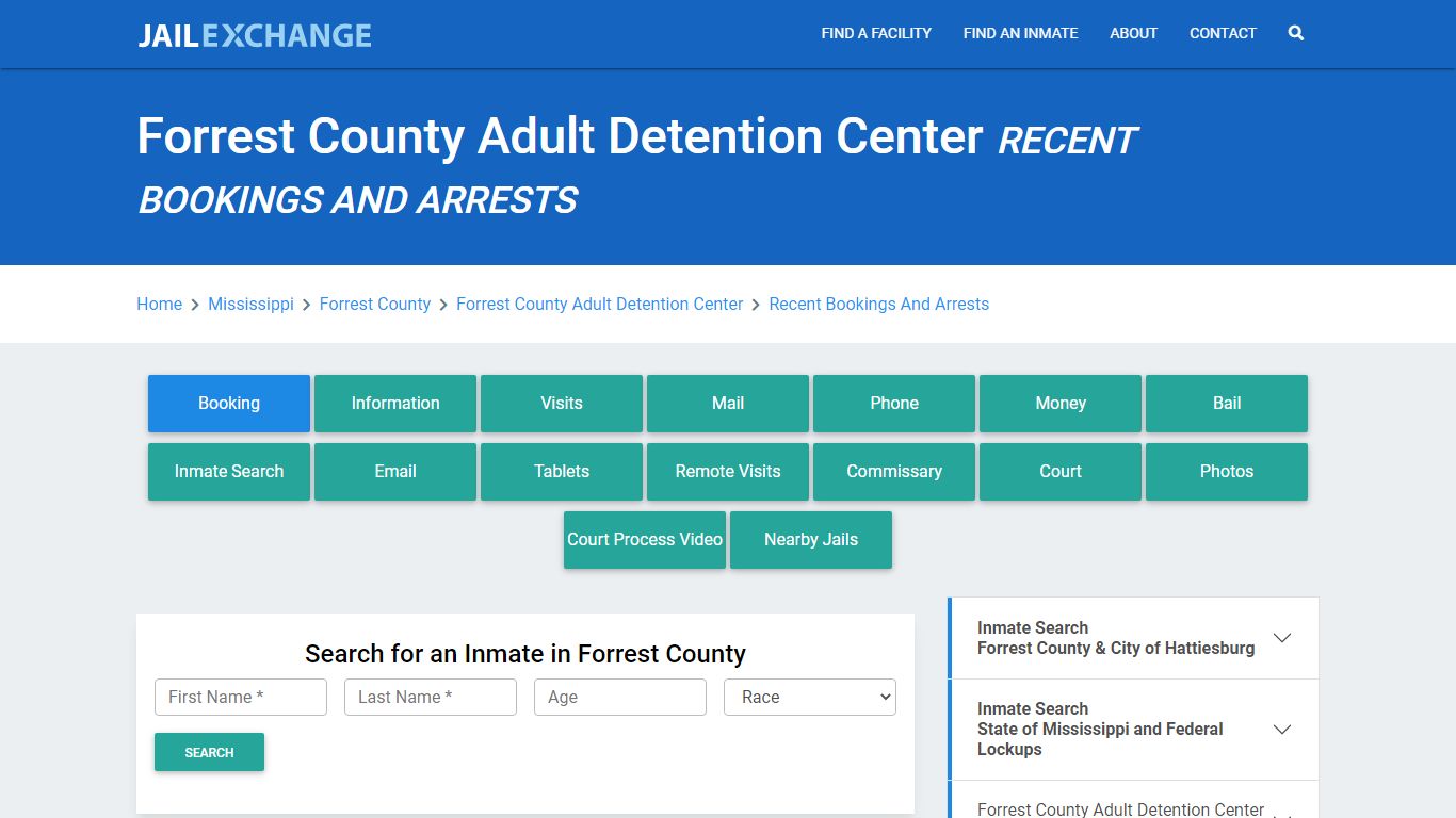 Forrest County Adult Detention Center Recent Bookings And Arrests